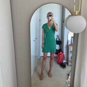 Kelly green ribbed wrap Reformation Dress